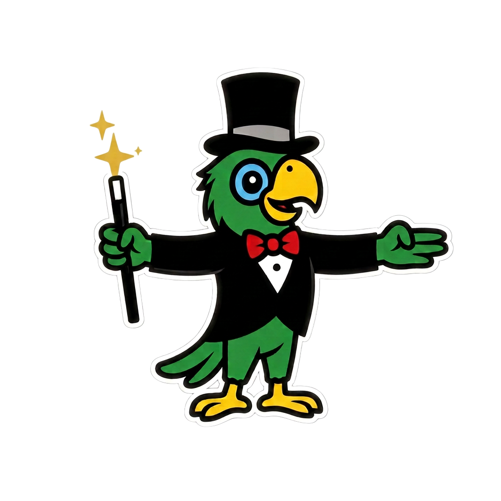 Polly the marketing magician parrot